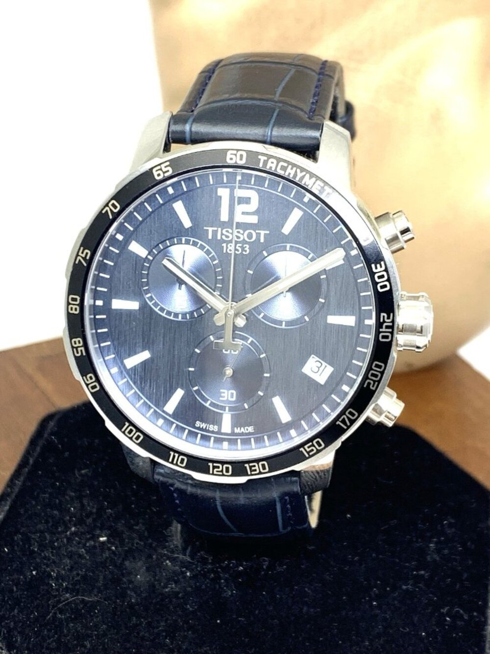 Tissot Men's Watch Swiss Quartz Chronograph Blue Dial Leather Band 42mm T095417A